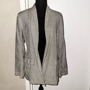 Eileen Fisher Stripe Organic Cotton/Linen Open Front Blazer - SP